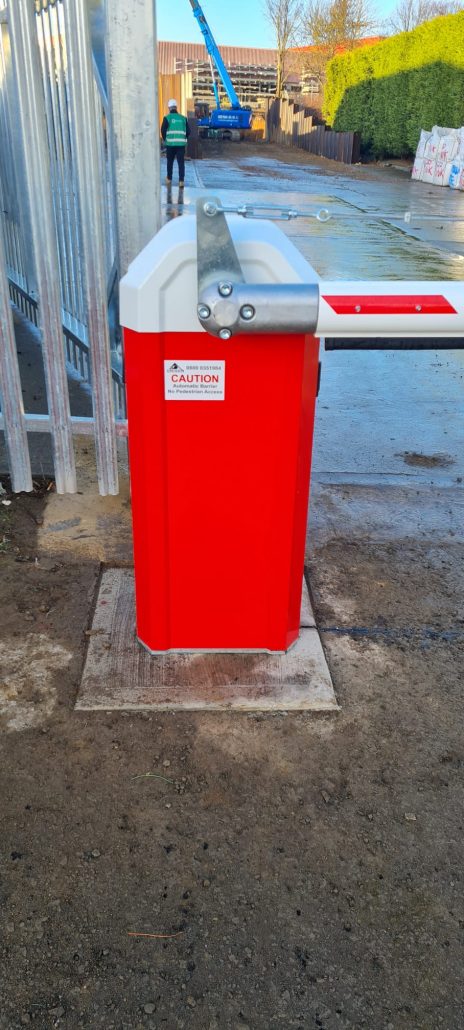 Rasing arm barrier at entrance