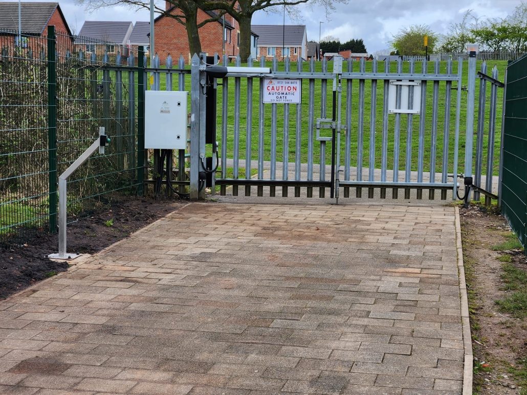 access control gate and push to open button