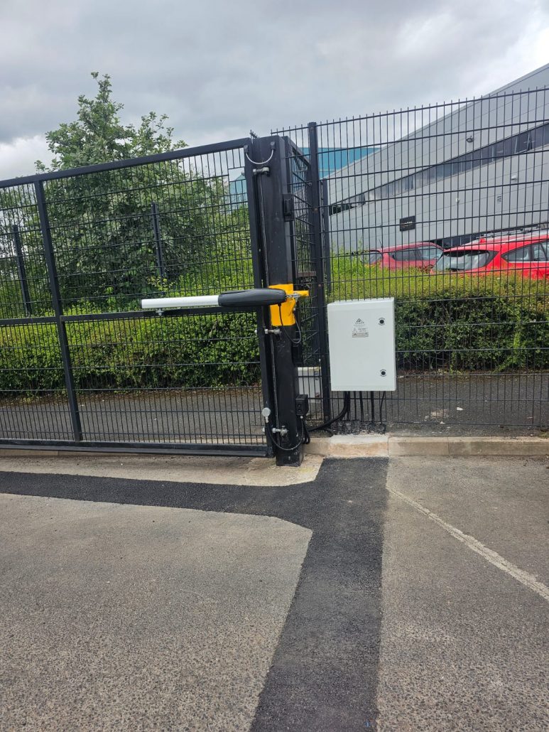 Access control automatic gate with electrical box