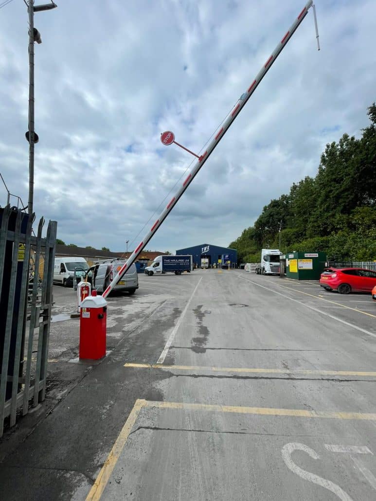 open automatic gate at haulage company grounds