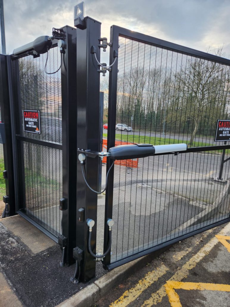 Access controlled automatic gate close up